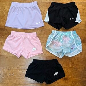 5 included!! Toddler Girls Nike Shorts / Skirt - 4 shorts + 1 skirt - 4T / 4